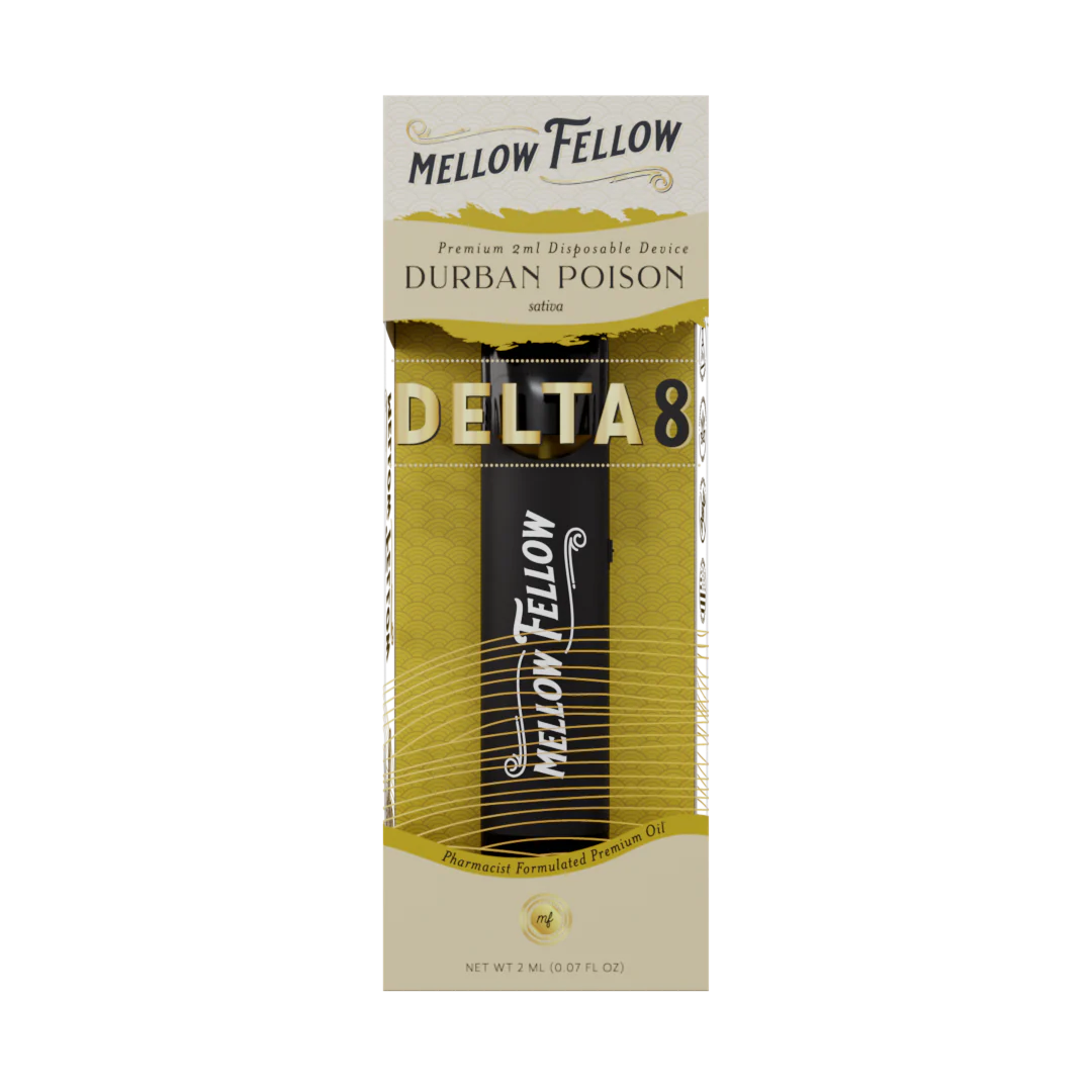Mellow Fellow Delta 8 THC Premium 2ml Disposable Vape Durban Poison Best Sales Price - Vape Pens