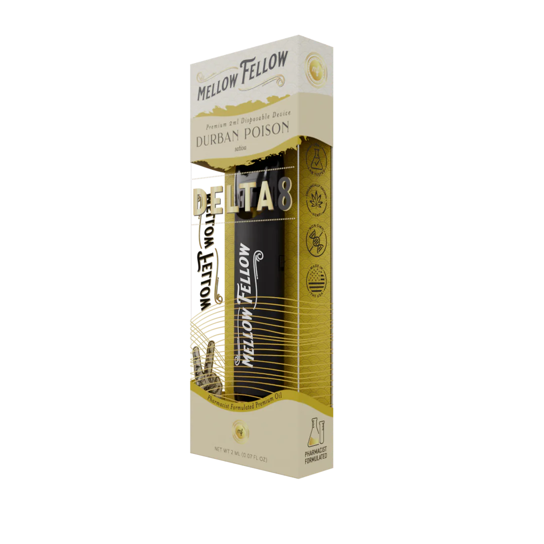 Mellow Fellow Delta 8 THC Premium 2ml Disposable Vape Durban Poison Best Sales Price - Vape Pens