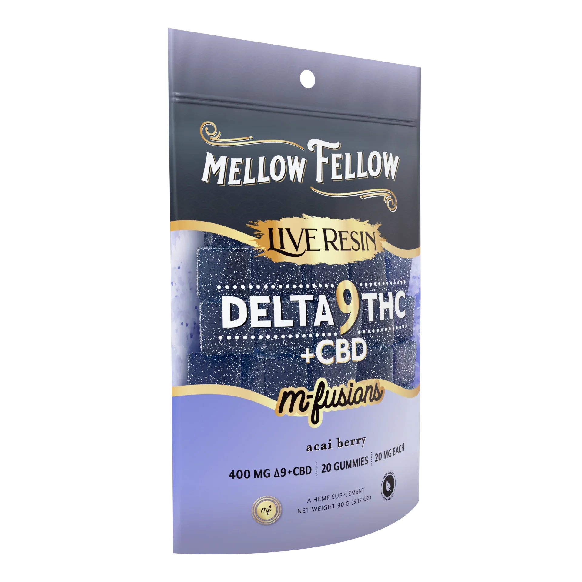 Mellow Fellow Delta 9 Live Resin Edibles 400mg - Acai Best Sales Price - Edibles