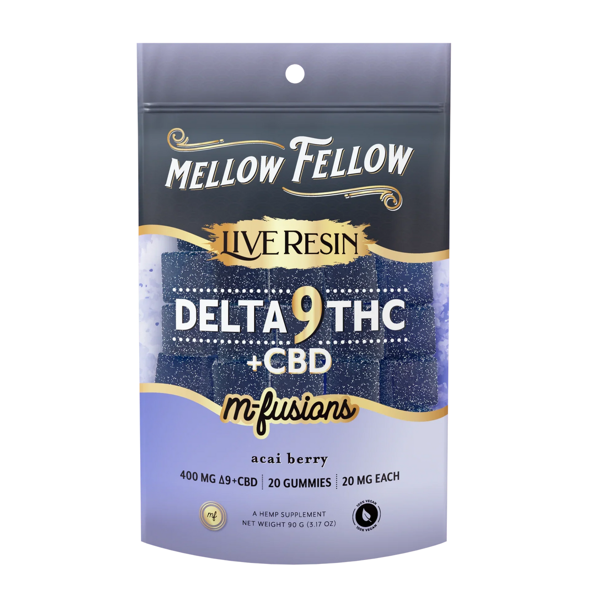 Mellow Fellow Delta 9 Live Resin Edibles 400mg - Acai Best Sales Price - Edibles