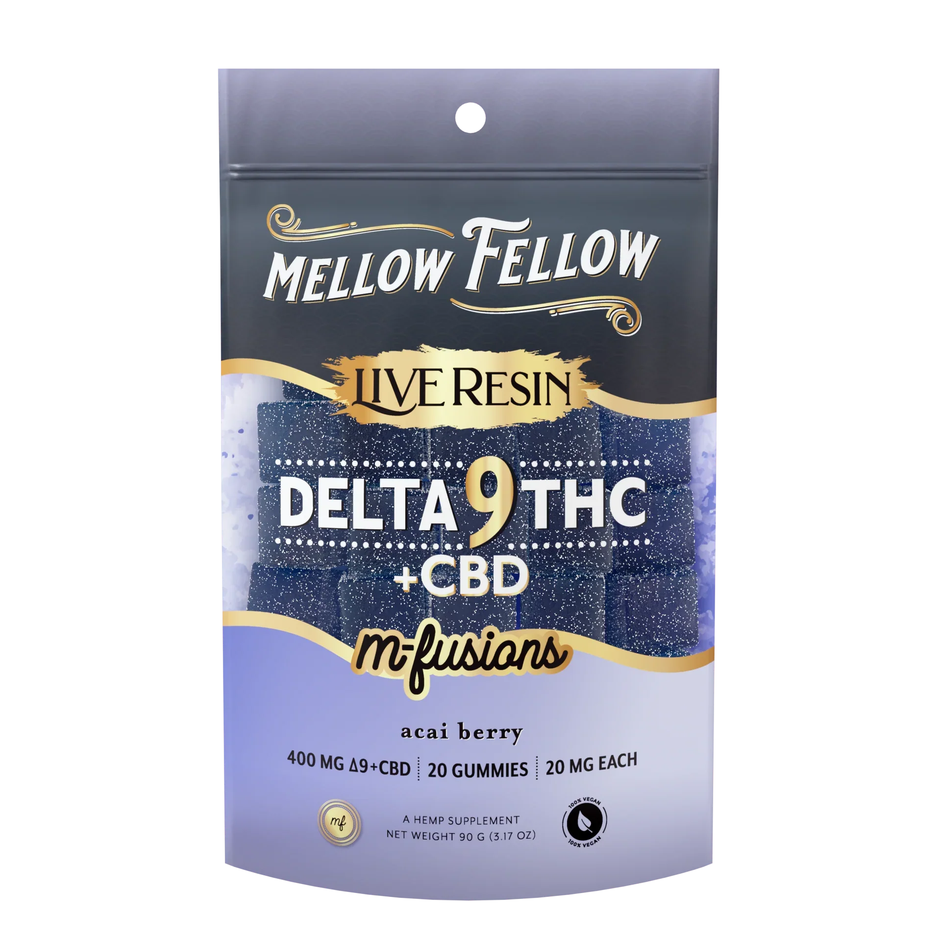 Mellow Fellow Delta 9 Live Resin Edibles 400mg - Acai Best Sales Price - Edibles
