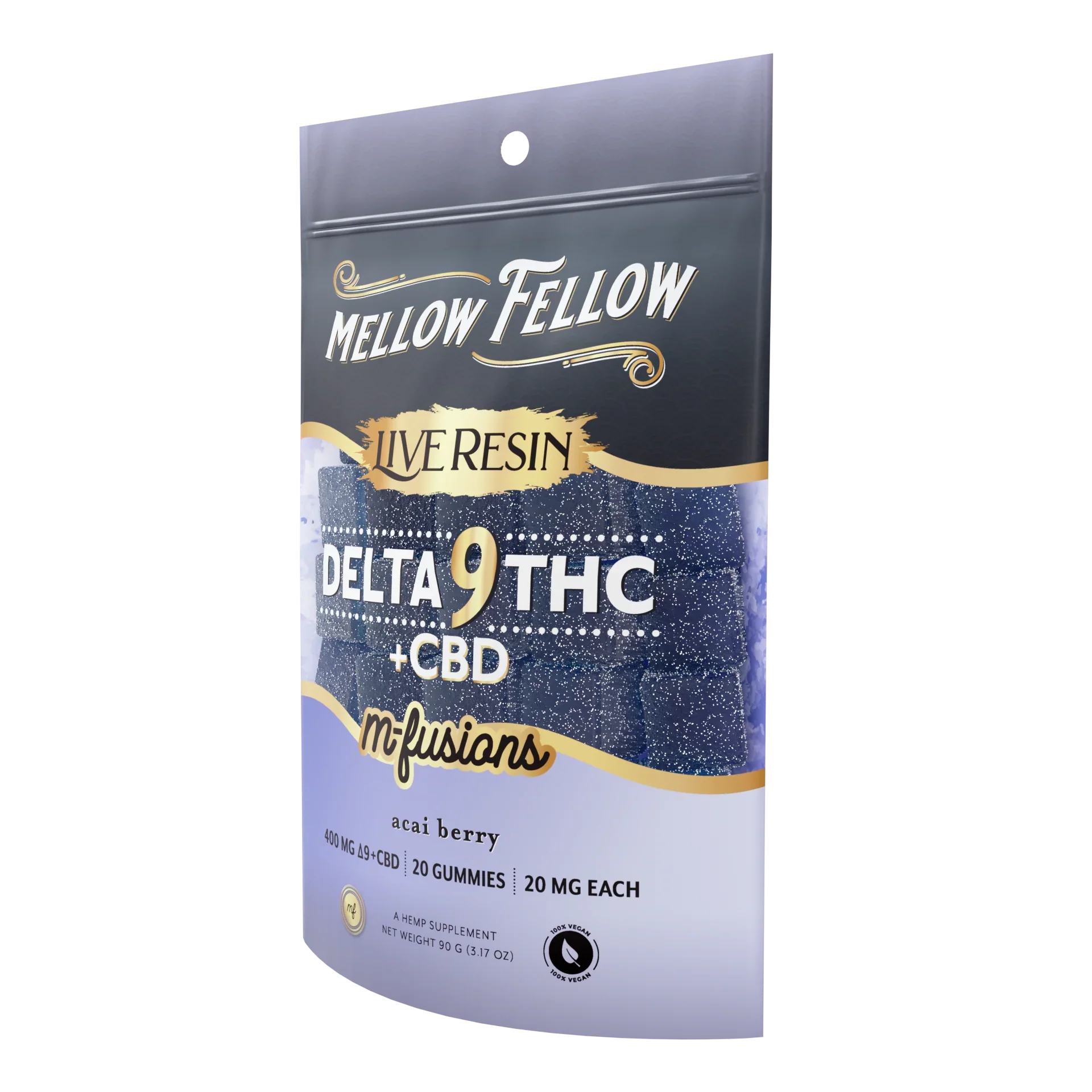 Mellow Fellow Delta 9 Live Resin Edibles 400mg - Acai Best Sales Price - Edibles