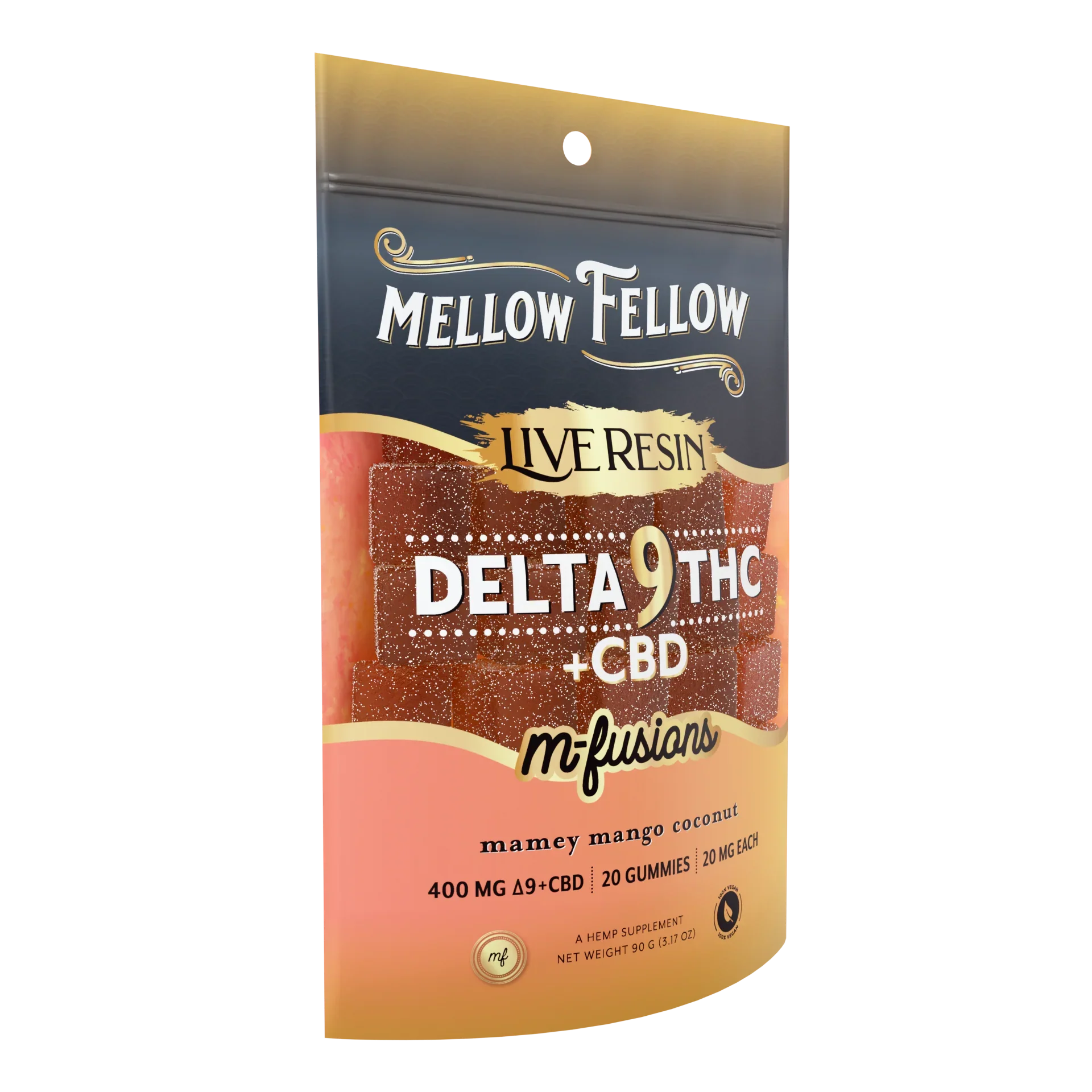 Mellow Fellow Delta 9 Live Resin Edibles 400mg - Mamey Mango Coconut Best Sales Price - Edibles