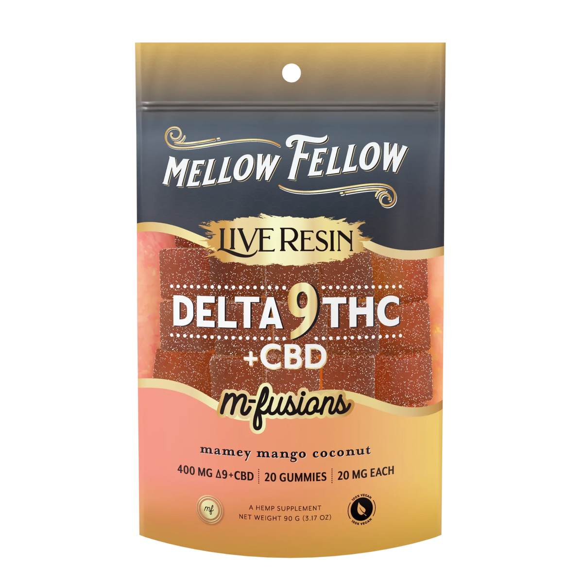 Mellow Fellow Delta 9 Live Resin Edibles 400mg - Mamey Mango Coconut Best Sales Price - Edibles