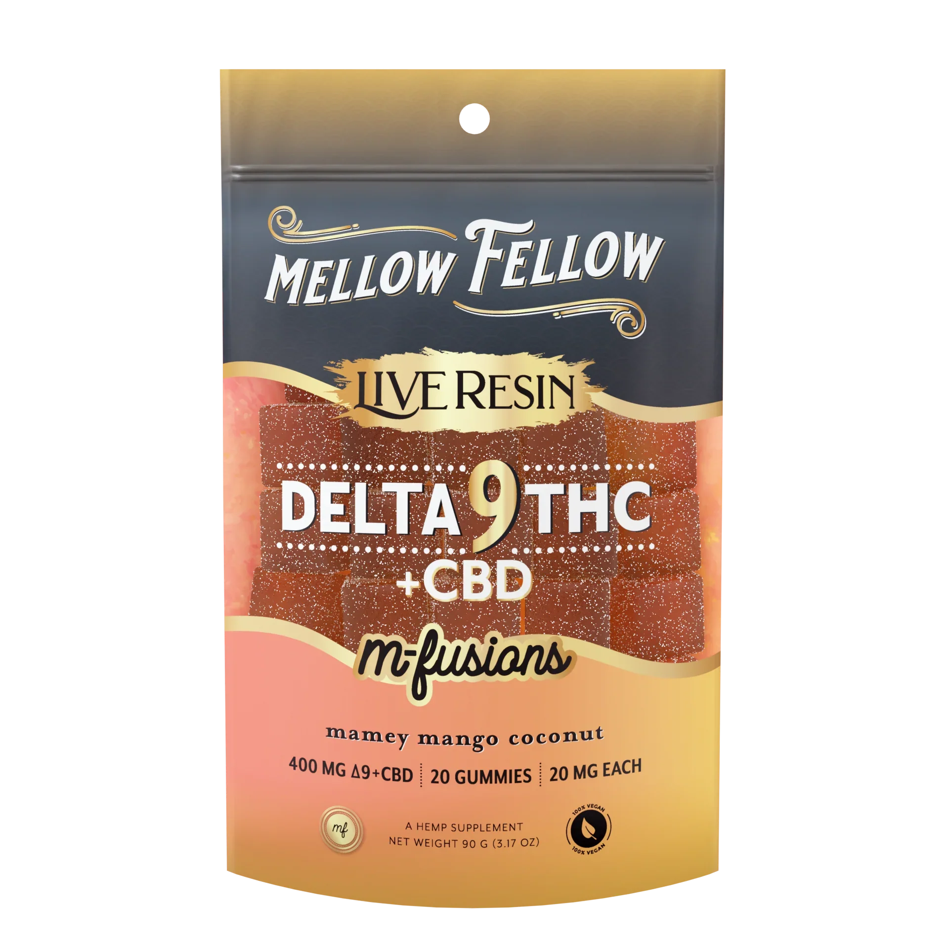 Mellow Fellow Delta 9 Live Resin Edibles 400mg - Mamey Mango Coconut Best Sales Price - Edibles