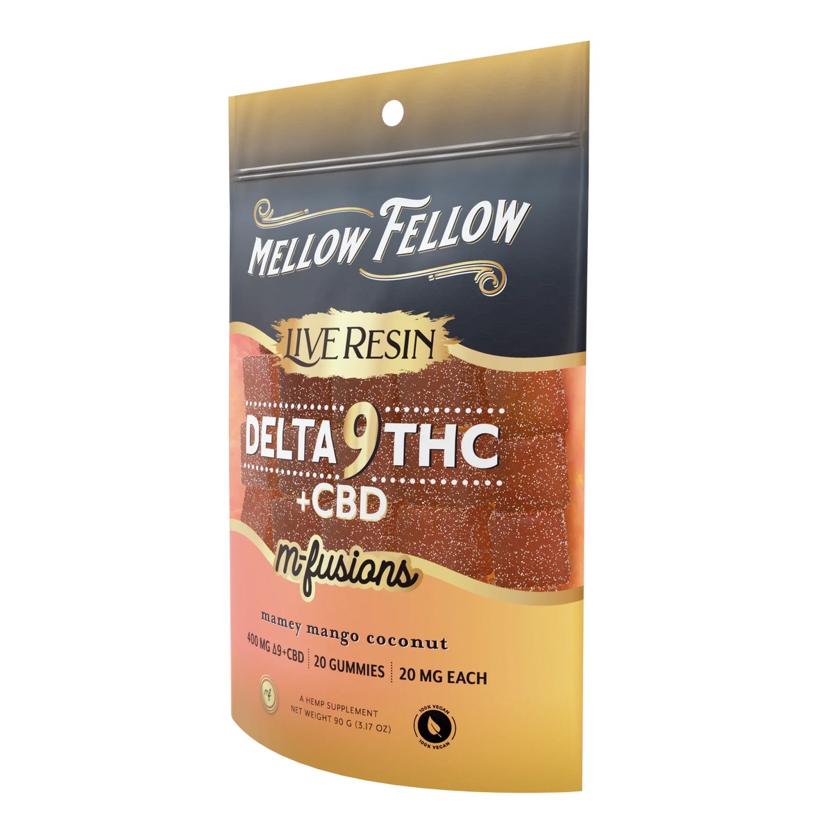 Mellow Fellow Delta 9 Live Resin Edibles 400mg - Mamey Mango Coconut Best Sales Price - Edibles