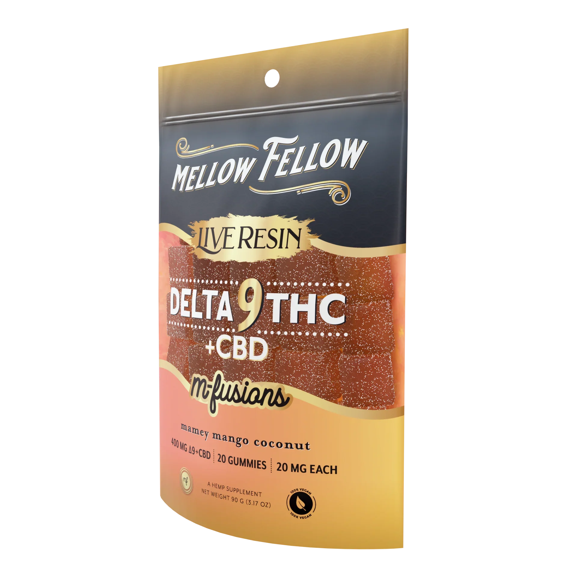 Mellow Fellow Delta 9 Live Resin Edibles 400mg - Mamey Mango Coconut Best Sales Price - Edibles