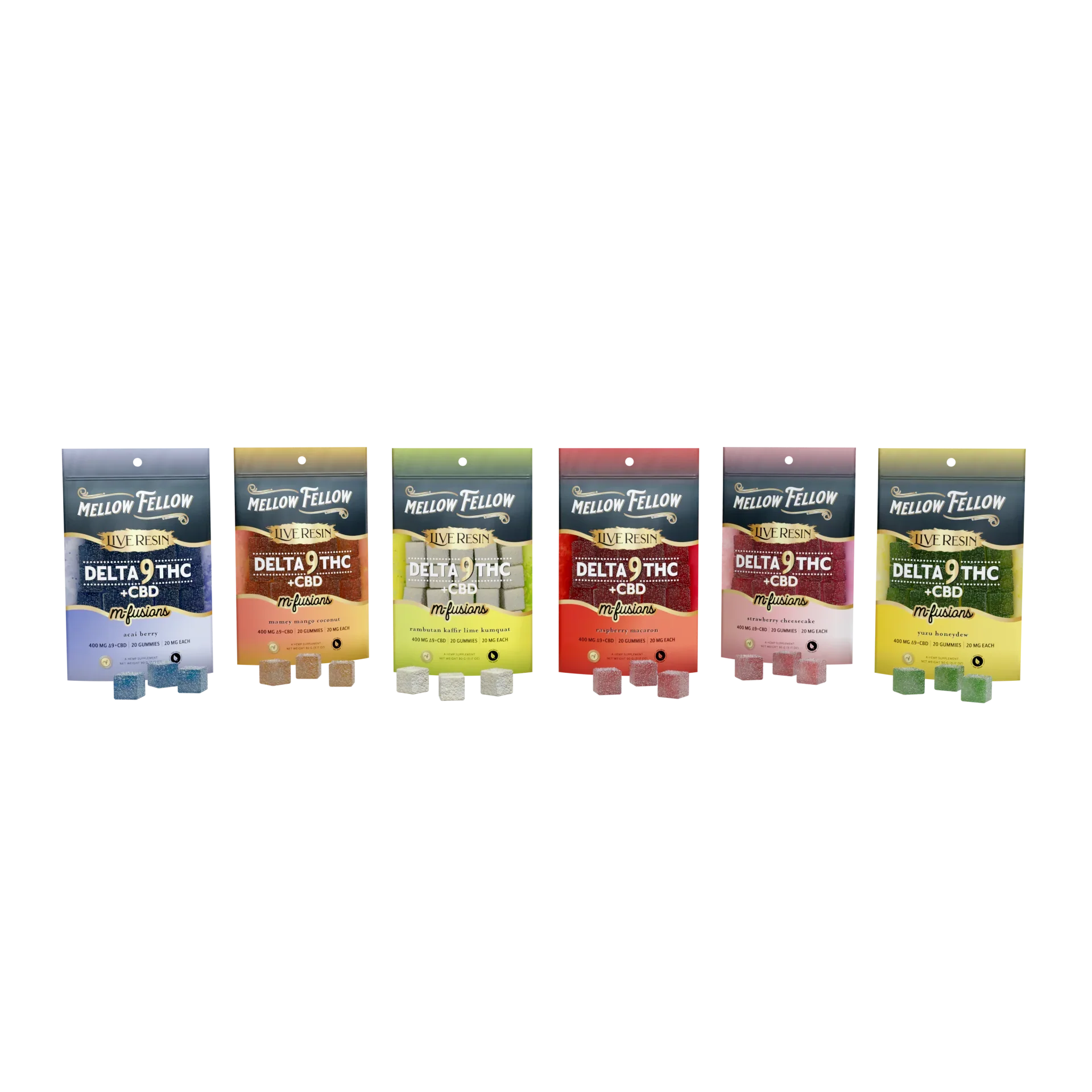Mellow Fellow BYOB - New Exotic Flavors - Delta 9 Live Resin Edibles 400mg Bundle Best Sales Price - Bundles