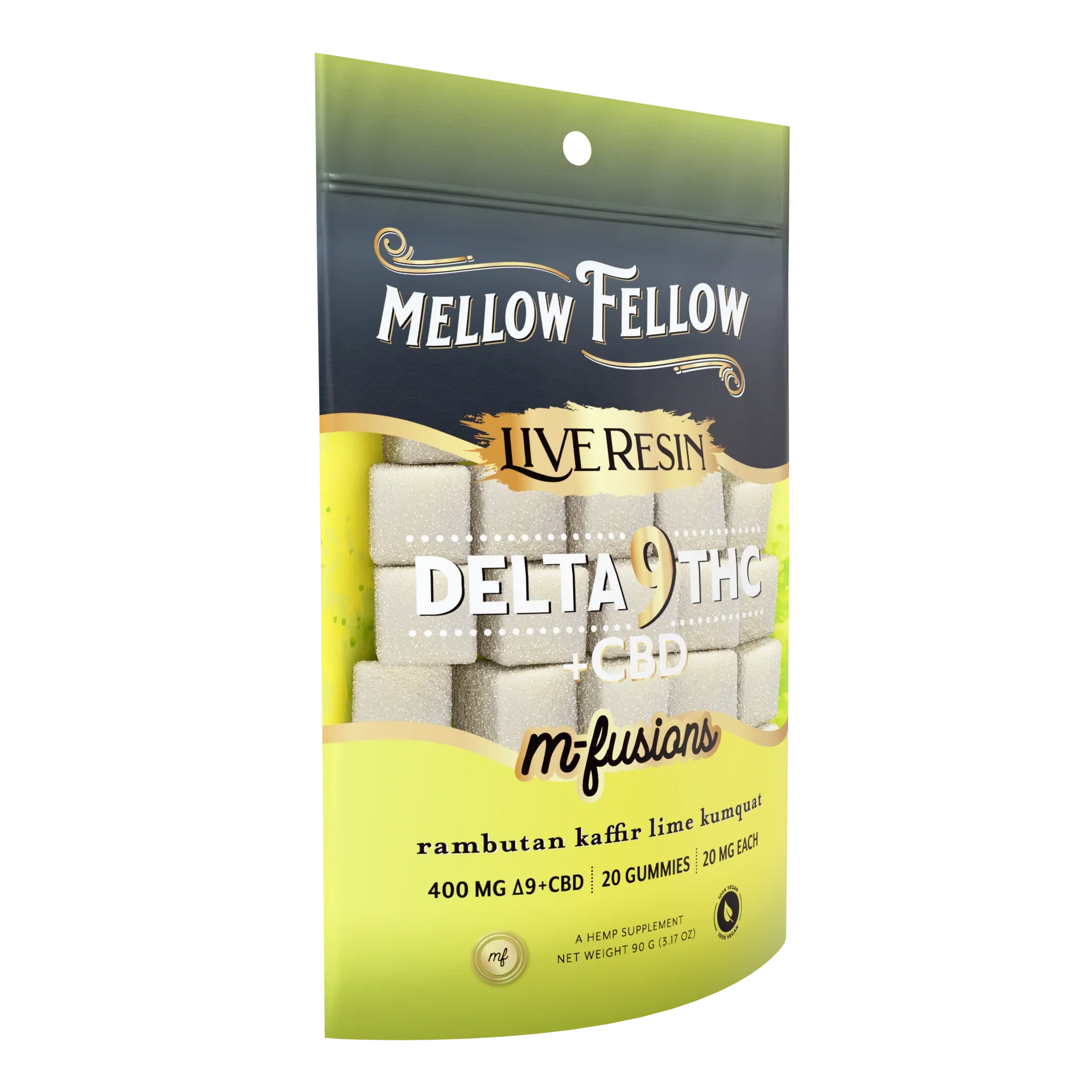 Mellow Fellow Delta 9 Live Resin Edibles 400mg - Rambutan Kaffir Lime Kumquat Best Sales Price - Edibles