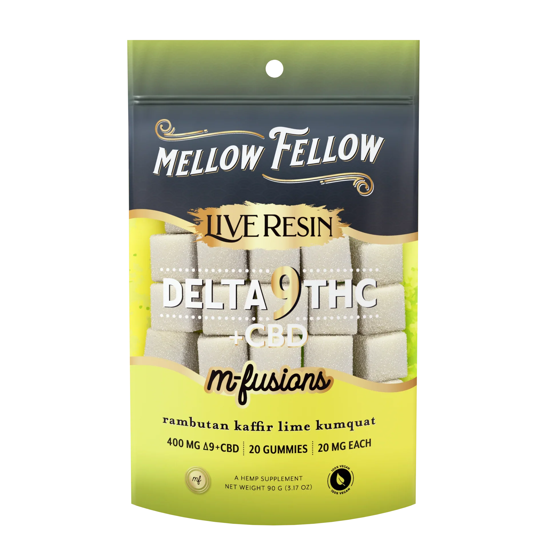 Mellow Fellow Delta 9 Live Resin Edibles 400mg - Rambutan Kaffir Lime Kumquat Best Sales Price - Edibles