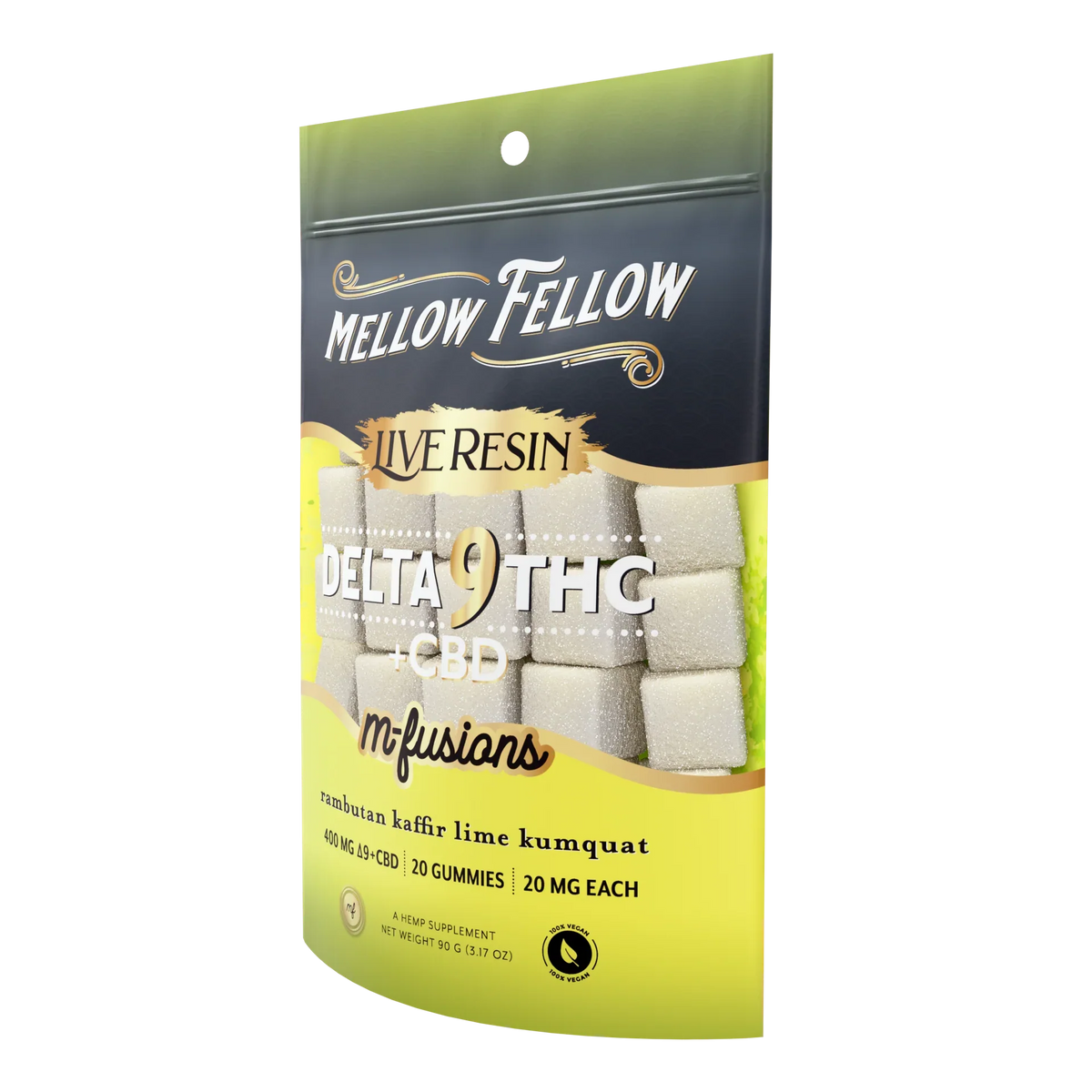 Mellow Fellow Delta 9 Live Resin Edibles 400mg - Rambutan Kaffir Lime Kumquat Best Sales Price - Edibles