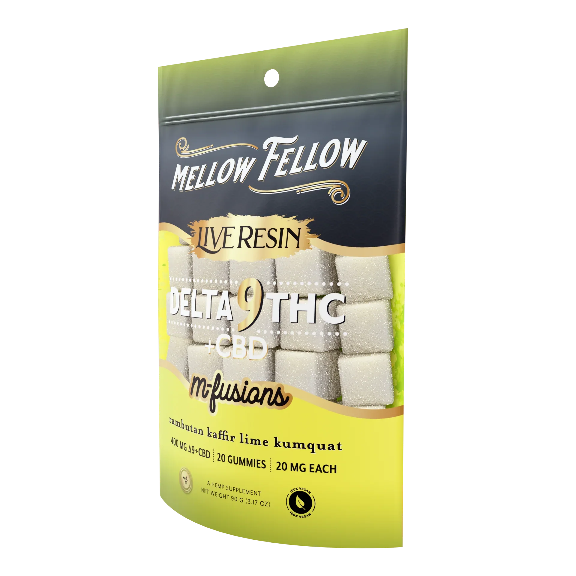 Mellow Fellow Delta 9 Live Resin Edibles 400mg - Rambutan Kaffir Lime Kumquat Best Sales Price - Edibles