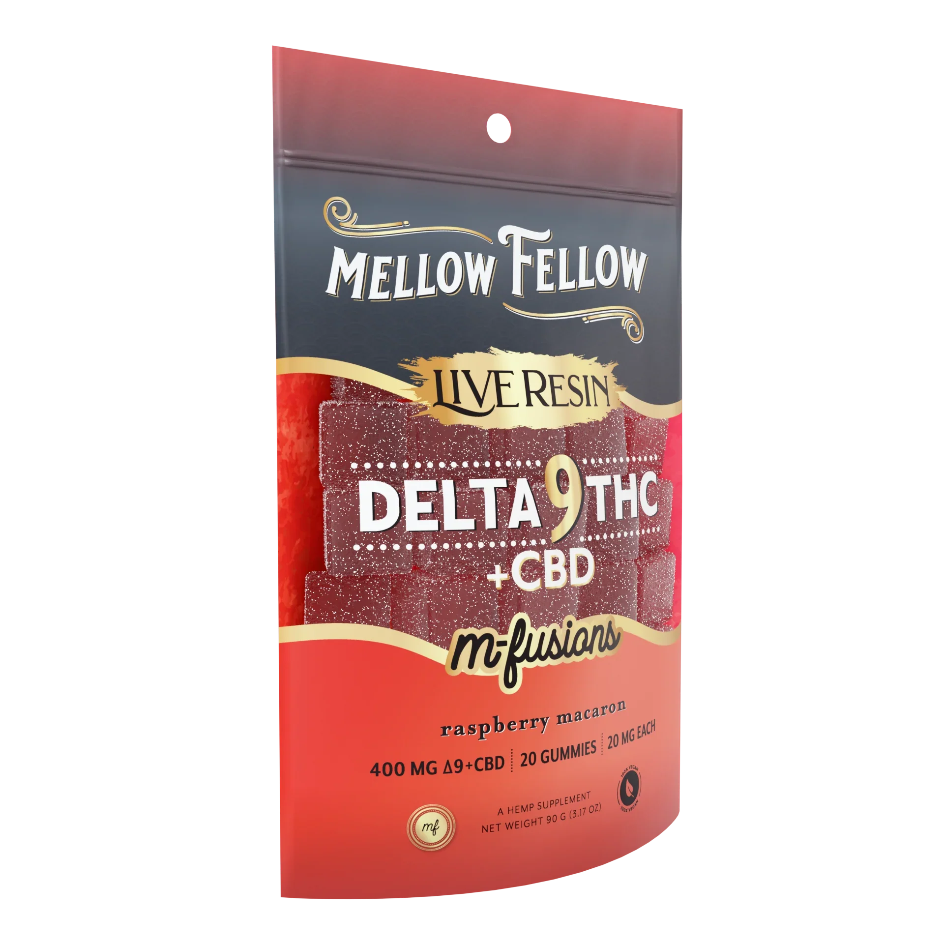 Mellow Fellow Delta 9 Live Resin Edibles 400mg - Raspberry Macaron Best Sales Price - Edibles