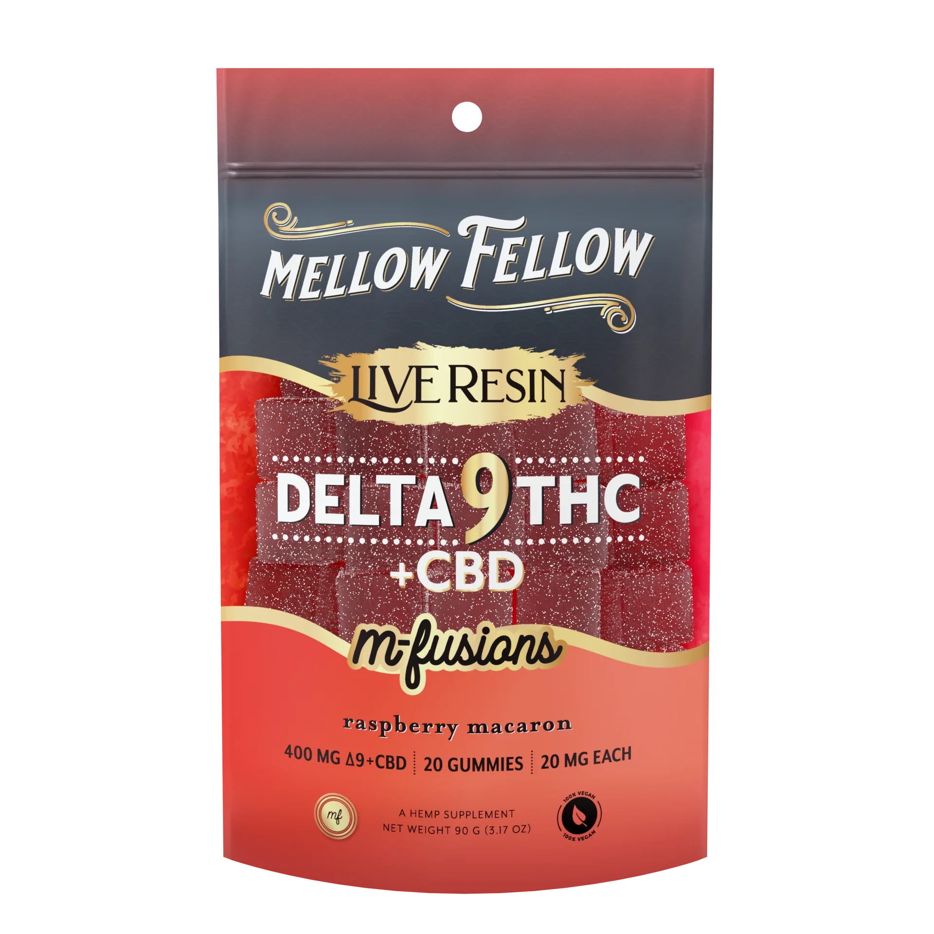 Mellow Fellow Delta 9 Live Resin Edibles 400mg - Raspberry Macaron Best Sales Price - Edibles
