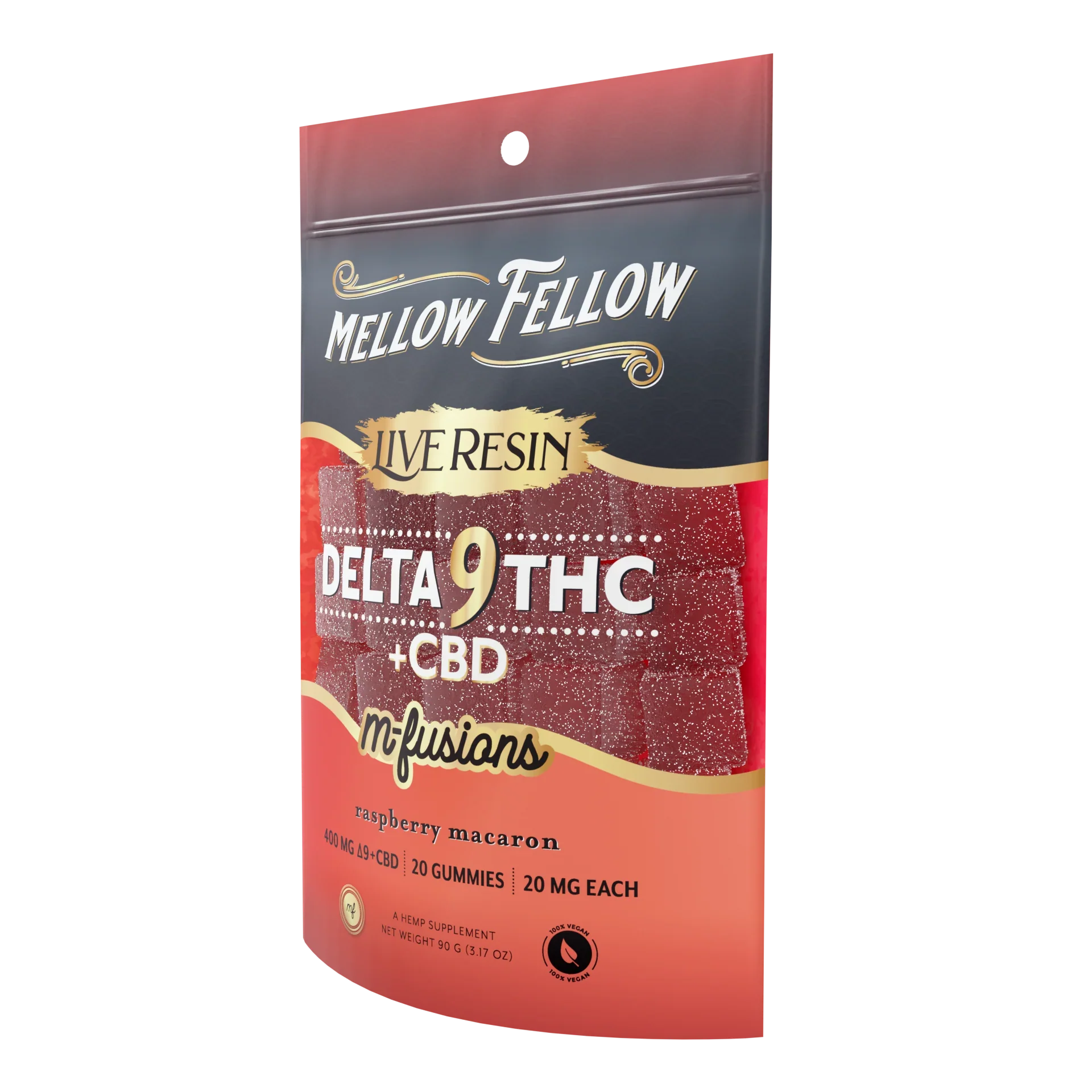 Mellow Fellow Delta 9 Live Resin Edibles 400mg - Raspberry Macaron Best Sales Price - Edibles