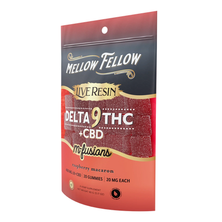 Mellow Fellow Delta 9 Live Resin Edibles 400mg - Raspberry Macaron Best Sales Price - Edibles