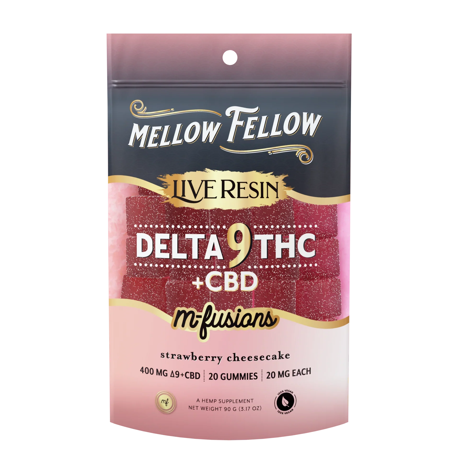 Mellow Fellow Delta 9 Live Resin Edibles 400mg - Strawberry Cheesecake Best Sales Price - Edibles
