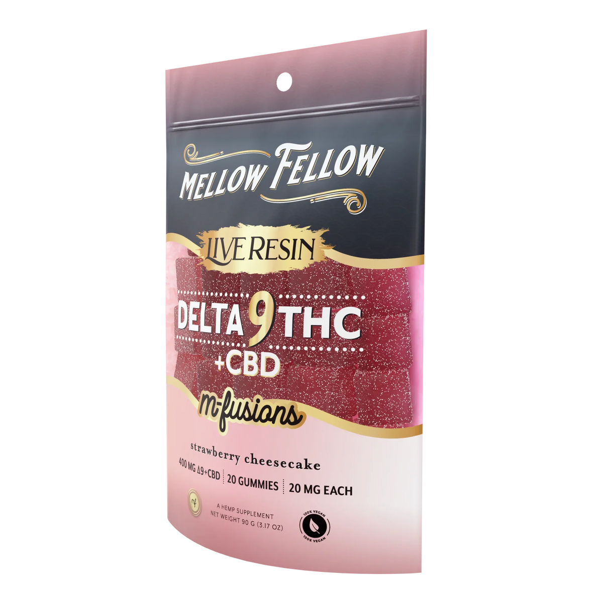 Mellow Fellow Delta 9 Live Resin Edibles 400mg - Strawberry Cheesecake Best Sales Price - Edibles