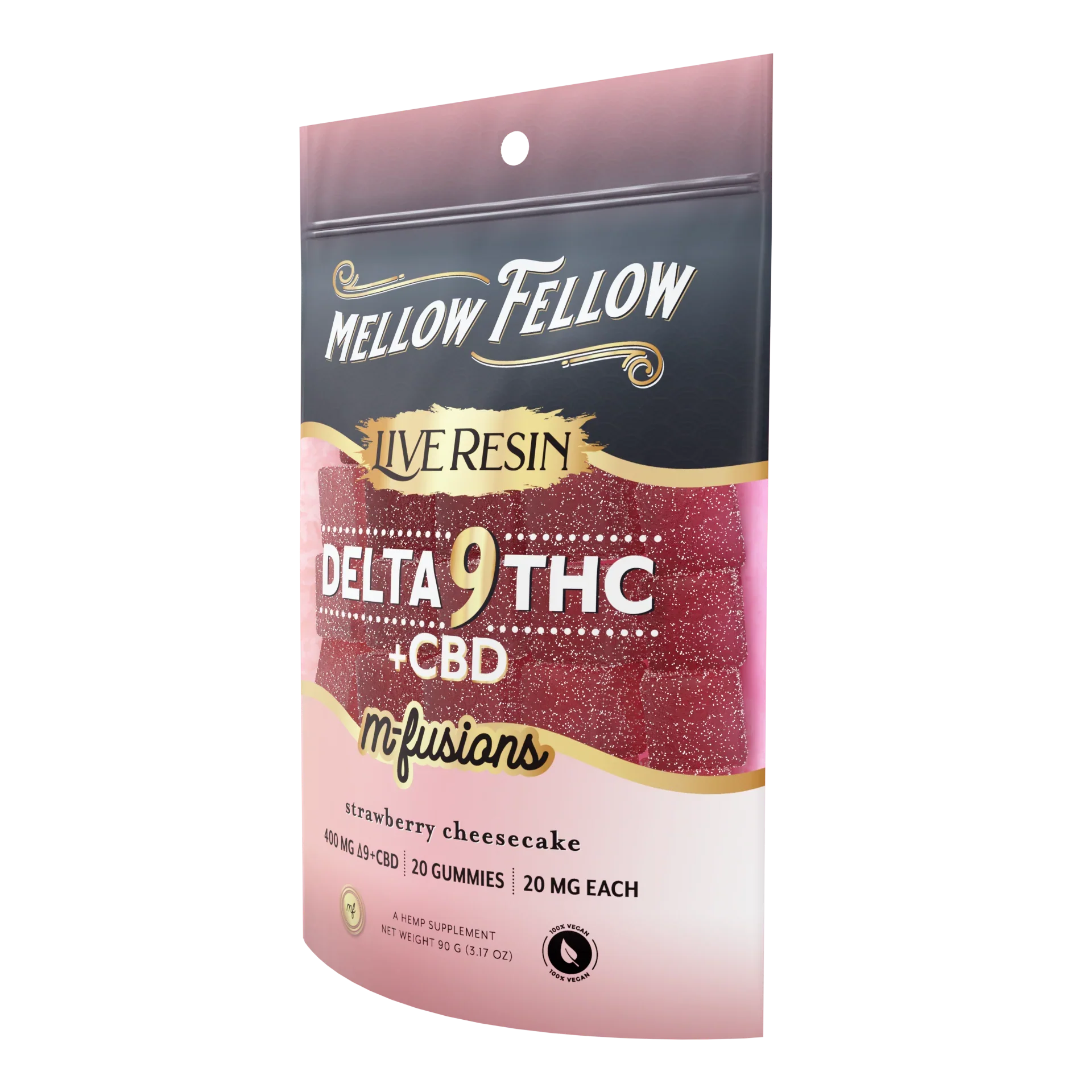 Mellow Fellow Delta 9 Live Resin Edibles 400mg - Strawberry Cheesecake Best Sales Price - Edibles