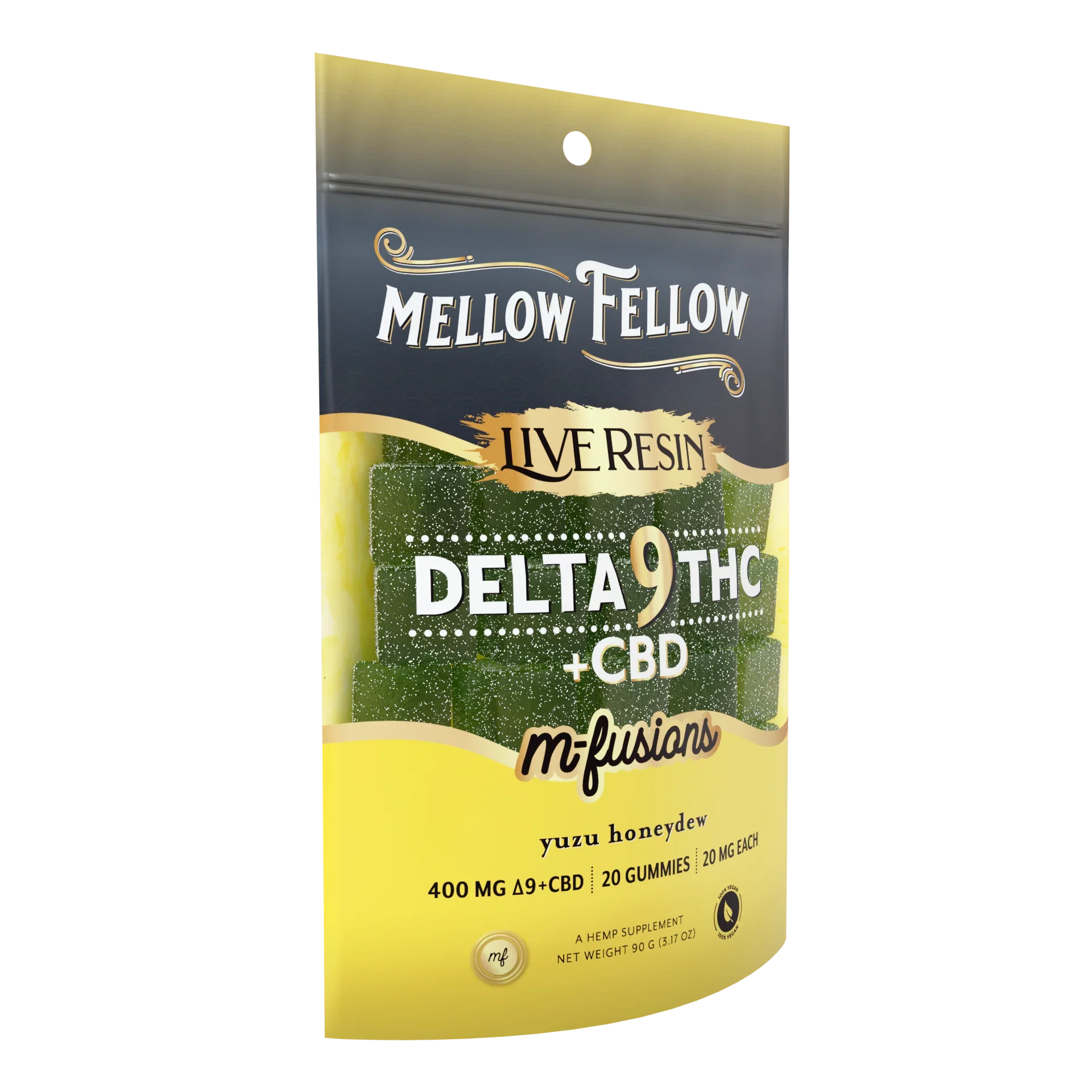 Mellow Fellow Delta 9 Live Resin Edibles 400mg - Yuzu Honeydew Best Sales Price - Edibles
