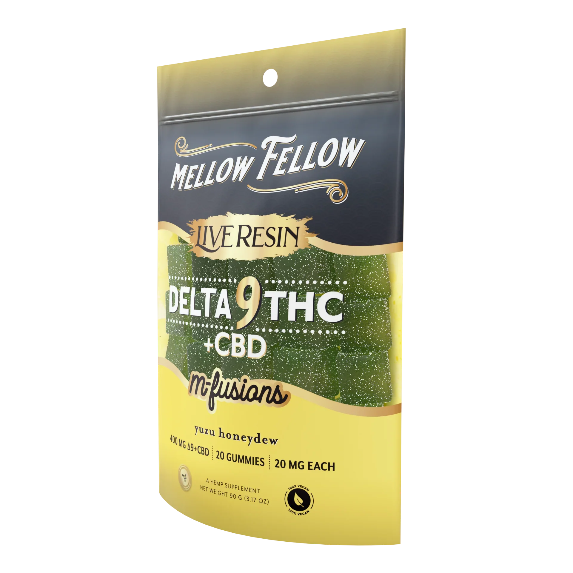 Mellow Fellow Delta 9 Live Resin Edibles 400mg - Yuzu Honeydew Best Sales Price - Edibles