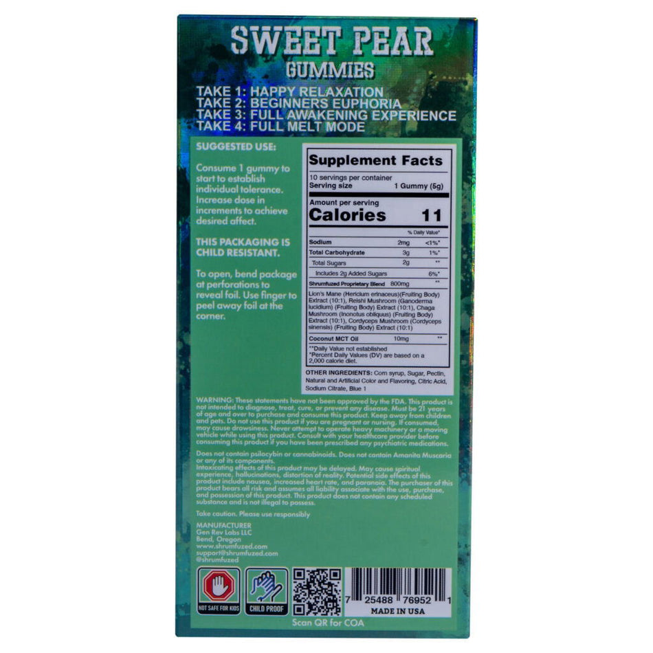 Shrumfuzed Nootropic Mushroom Gummies 10pc – Sweet Pear