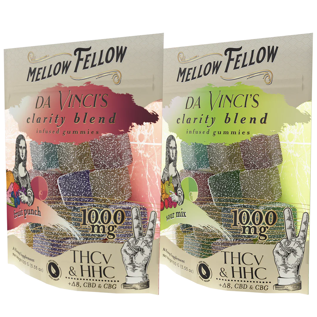 Mellow Fellow Da Vinci’s Clarity Blend M-Fusions BAGS 2 Pack Bundle - CBD, CBG, HHC, D8, THCv - 50mg Per Gummy Best Sales Price - Bundles