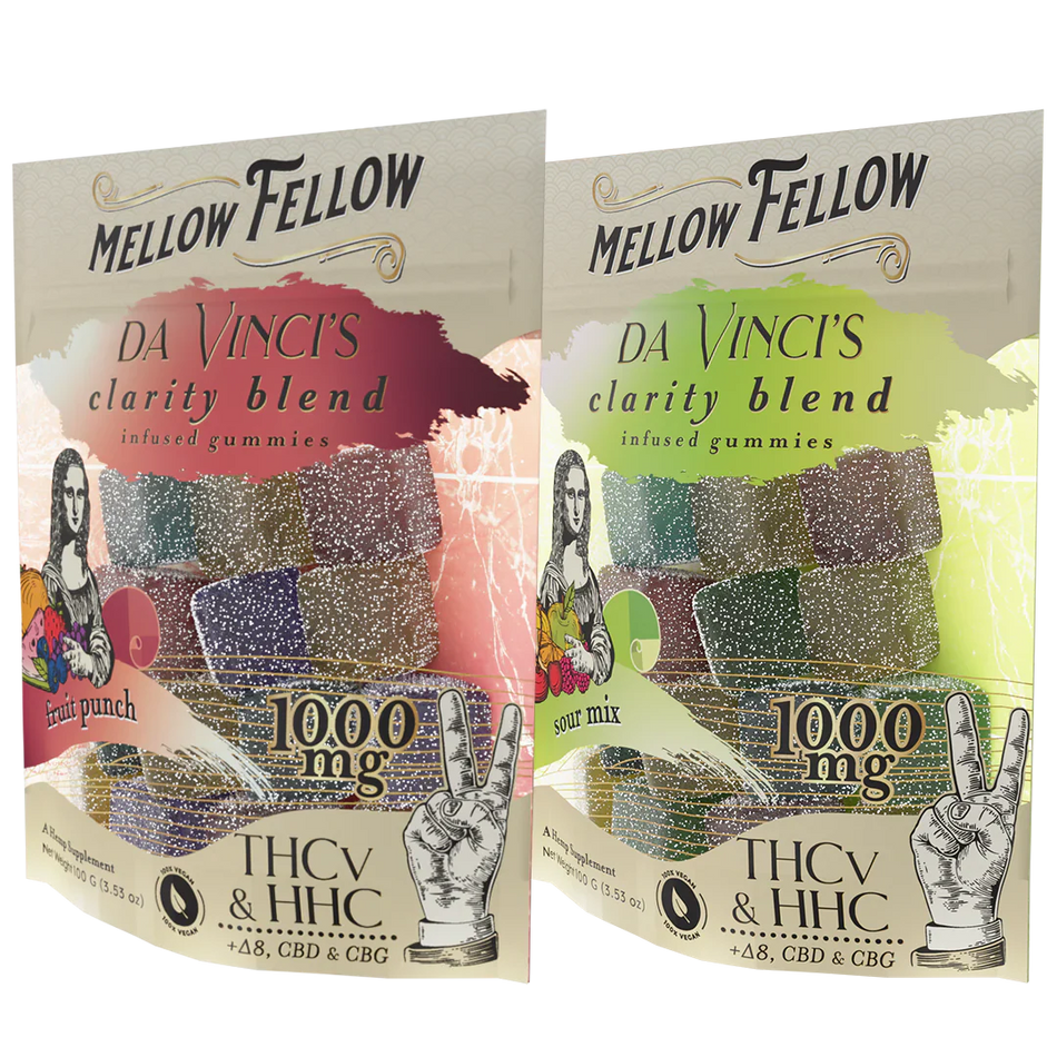 Mellow Fellow Da Vinci’s Clarity Blend M-Fusions BAGS 2 Pack Bundle - CBD, CBG, HHC, D8, THCv - 50mg Per Gummy Best Sales Price - Bundles