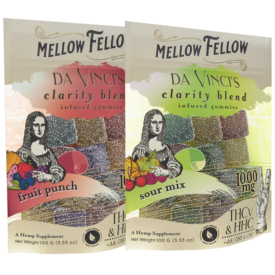 Mellow Fellow Da Vinci’s Clarity Blend M-Fusions BAGS 2 Pack Bundle - CBD, CBG, HHC, D8, THCv - 50mg Per Gummy Best Sales Price - Bundles