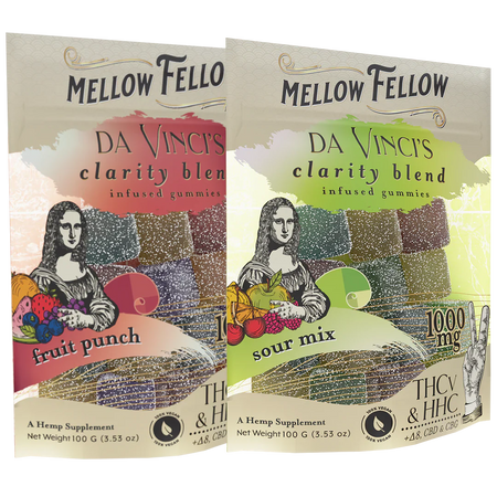 Mellow Fellow Da Vinci’s Clarity Blend M-Fusions BAGS 2 Pack Bundle - CBD, CBG, HHC, D8, THCv - 50mg Per Gummy Best Sales Price - Bundles
