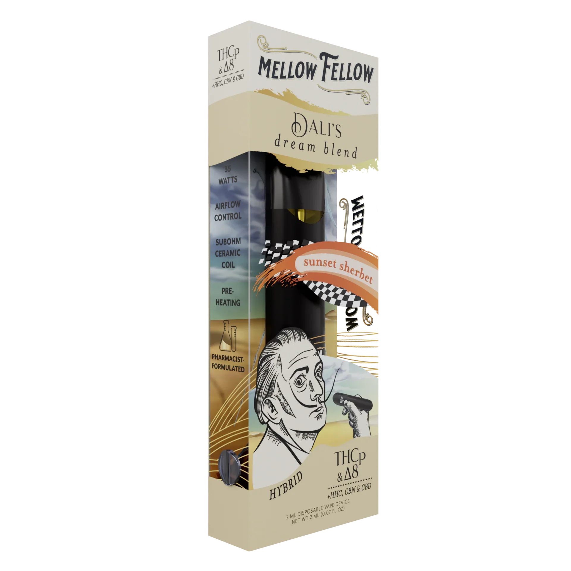 Mellow Fellow Dali's Dream Blend 2ml Disposable Vape Sunset Sherbet Best Sales Price - Vape Pens