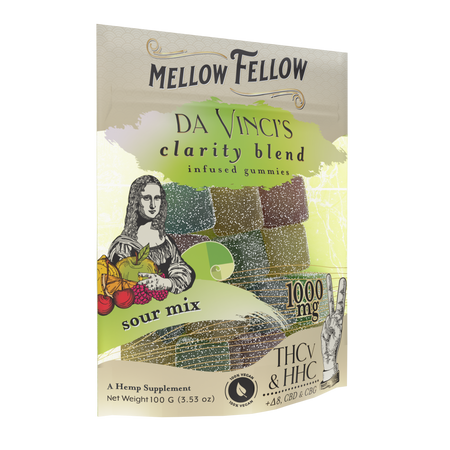 Mellow Fellow Da Vinci’s Clarity Blend M-Fusions BAGS Sour Mix - CBD, CBG, HHC, D8, THCv - 20 Cnt - 50mg Per Gummy Best Sales Price - Edibles