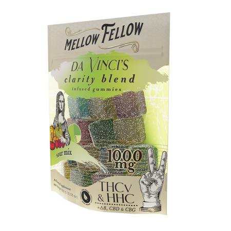Mellow Fellow Da Vinci’s Clarity Blend M-Fusions BAGS Sour Mix - CBD, CBG, HHC, D8, THCv - 20 Cnt - 50mg Per Gummy Best Sales Price - Edibles