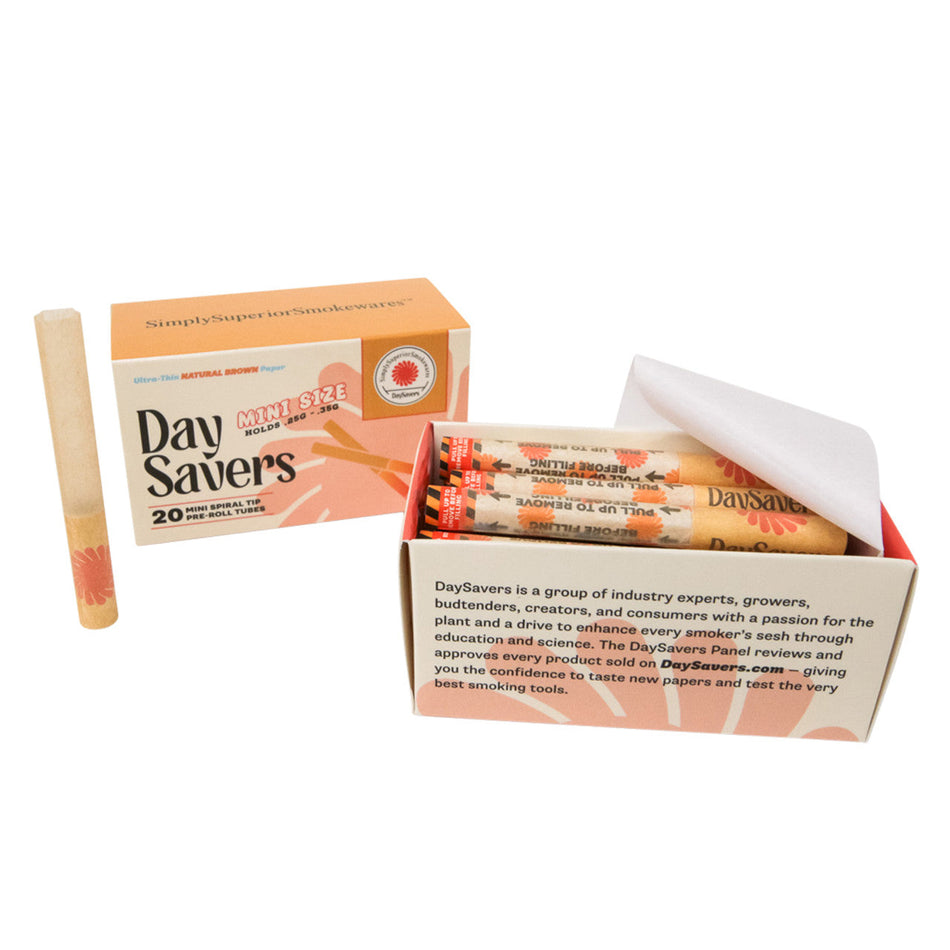 DaySavers Minis Natural Brown Artisan Pre Rolled Tubes - 20 Pack