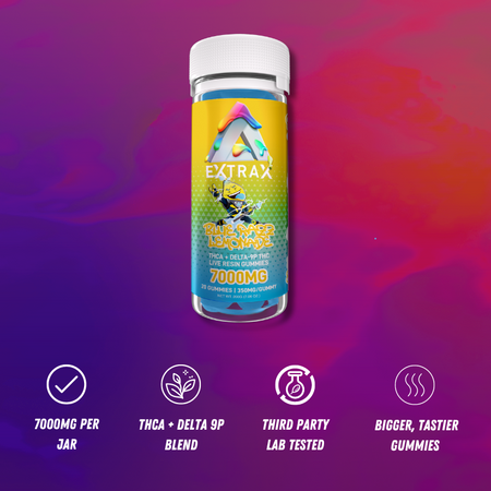 Delta Extrax Blue Razz Lemonade | Gummies THCa 7000mg | Adios Blend Best Sales Price - Gummies