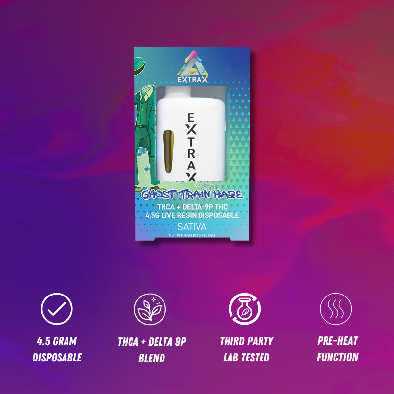 Delta Extrax Ghost Train Haze | Disposable THCA 4.5G | Adios Blend Best Sales Price - Vape Pens