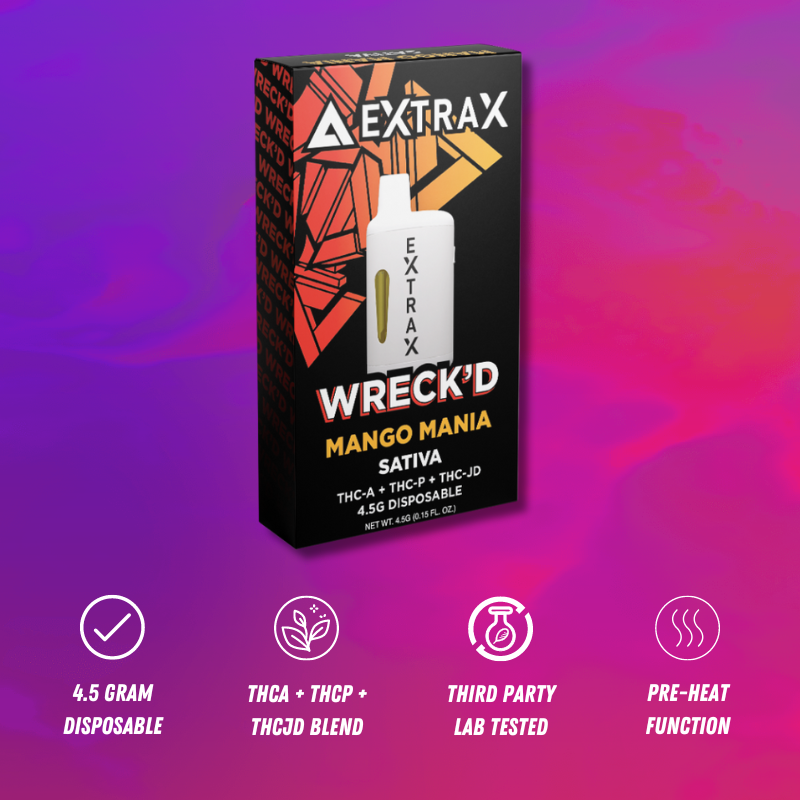 Delta Extrax Mango Mania | Disposable THCA 4.5G | Wreck’d Best Sales Price - Vape Pens