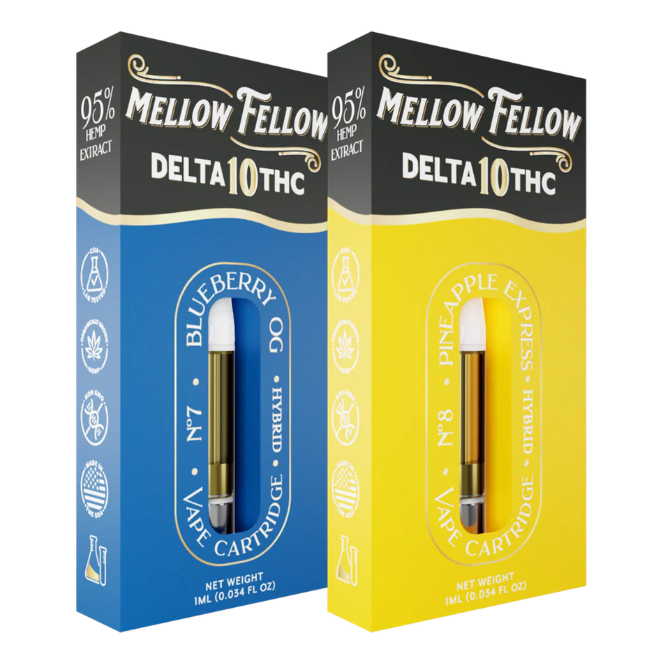 Mellow Fellow Delta 10 1ml Vape Cartridge Bundle (2 Pack) | Hybrid Best Sales Price - Bundles