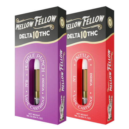 Mellow Fellow Delta 10 1ml Vape Cartridge Bundle (2 Pack) | Indica Best Sales Price - Bundles
