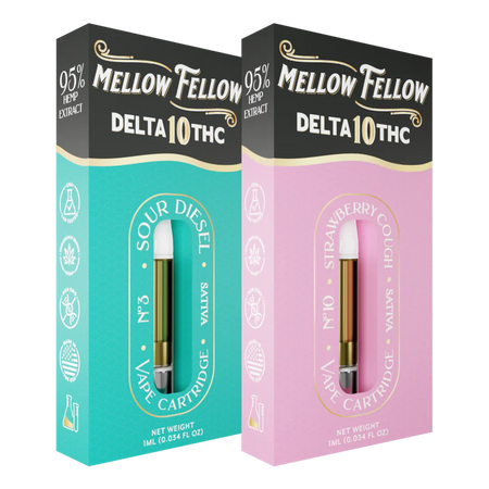 Mellow Fellow Delta 10 1ml Vape Cartridge Bundle (2 Pack) | Sativa Best Sales Price - Bundles