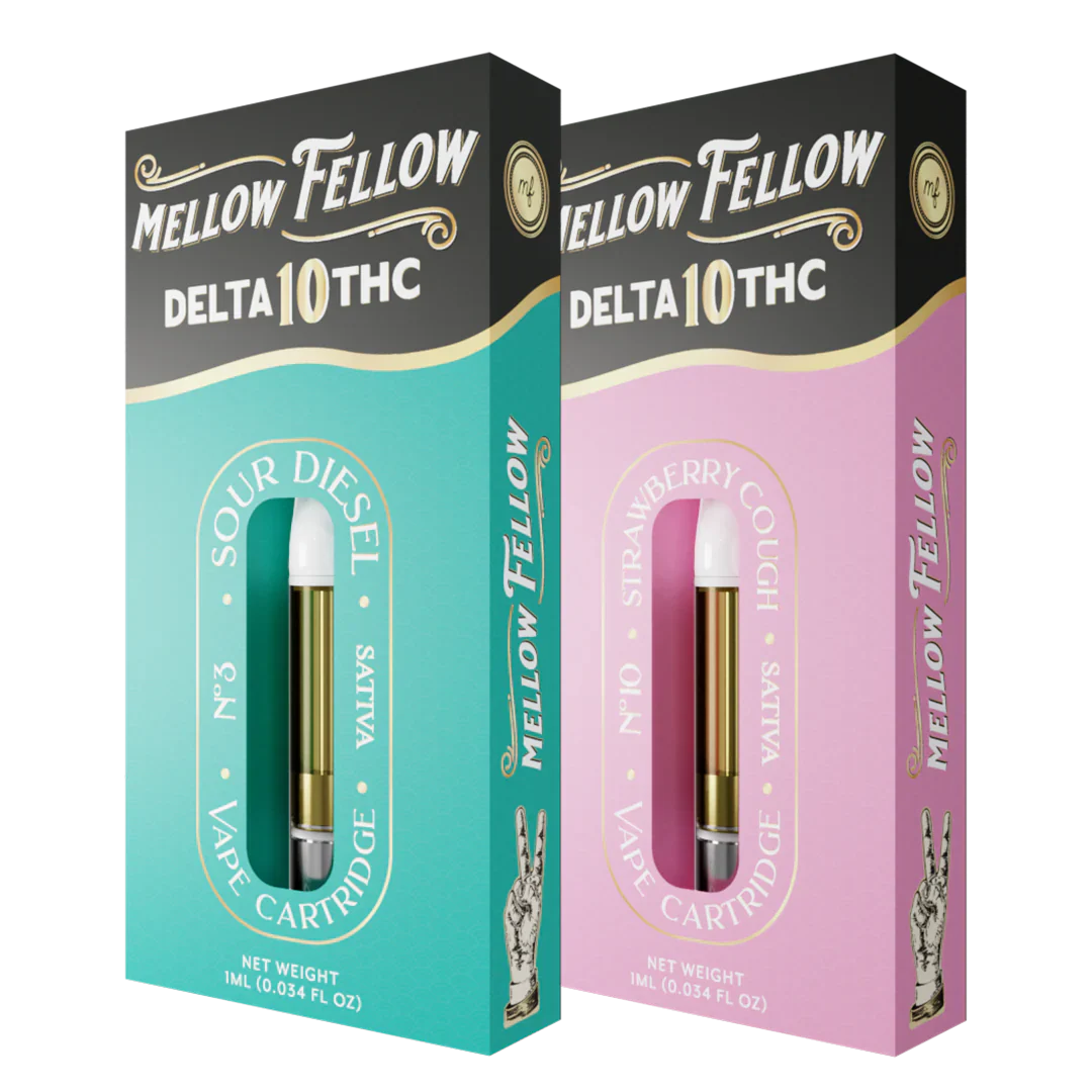 Mellow Fellow Delta 10 1ml Vape Cartridge Bundle (2 Pack) | Sativa Best Sales Price - Bundles