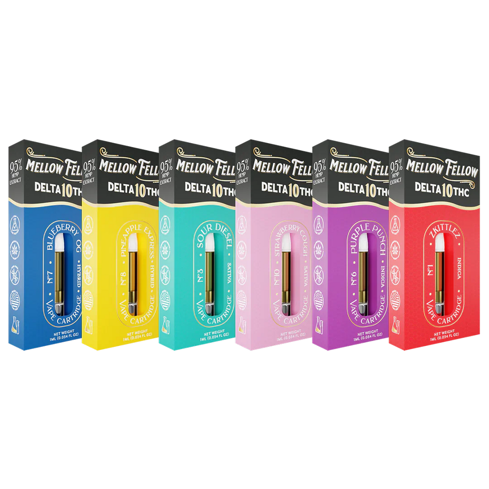 Mellow Fellow Delta 10 1ml Vape Cartridge Sampler (6 Pack) Best Sales Price - Bundles