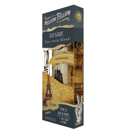 Mellow Fellow Desire Paris - Trainwreck - Indica - 1ml Live Resin Disposable Vape Best Sales Price - Vape Pens