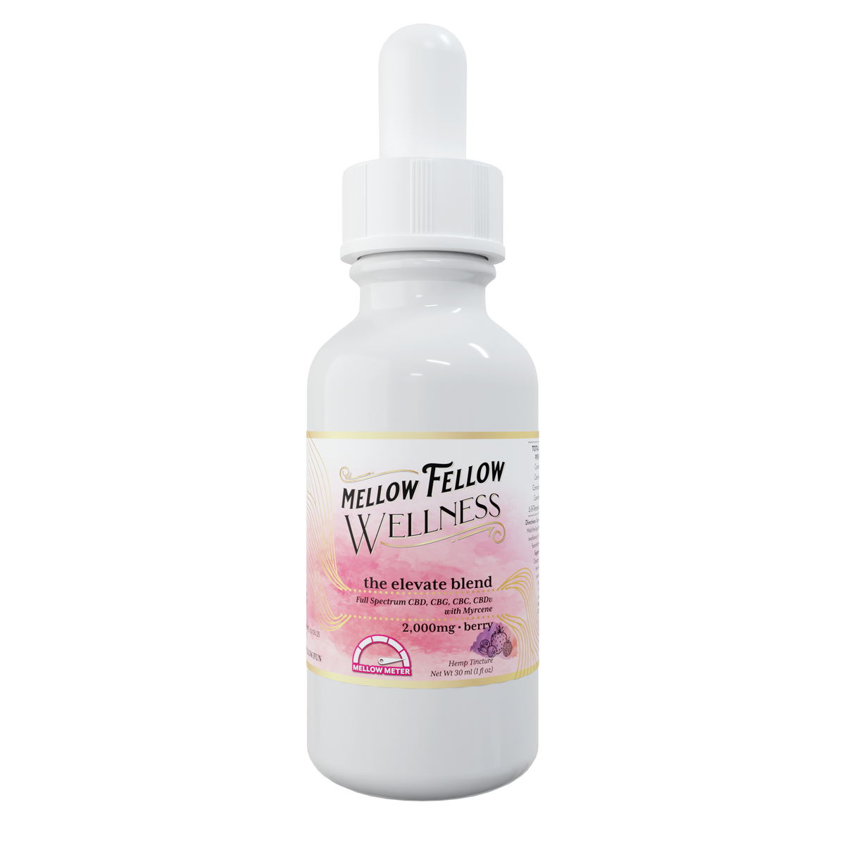Mellow Fellow Wellness Tincture - Elevate Blend - Berry - 2000mg Best Sales Price - Edibles