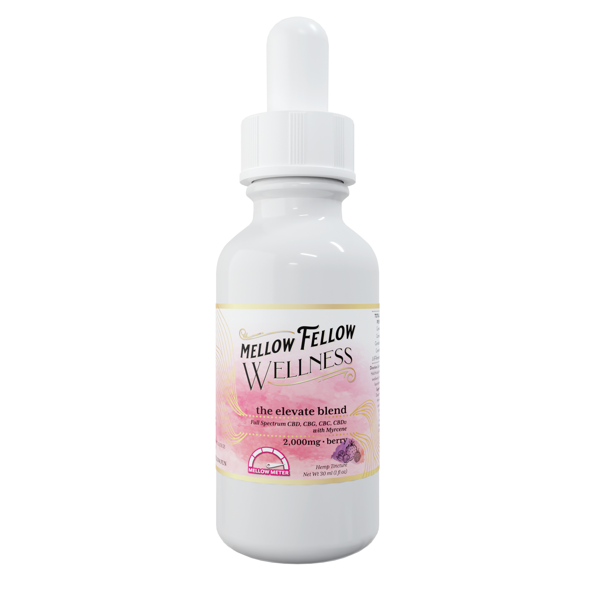 Mellow Fellow Wellness Tincture - Elevate Blend - Berry - 2000mg Best Sales Price - Edibles