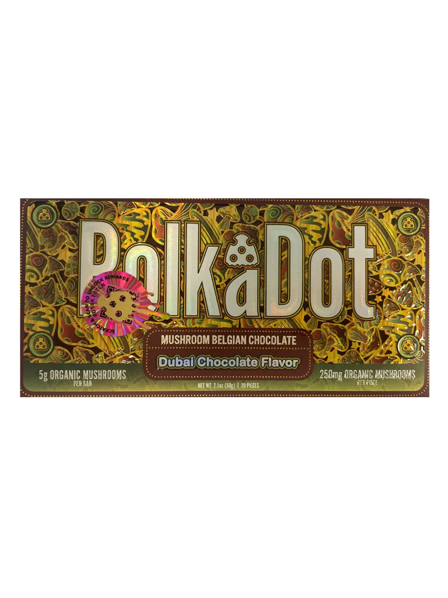 Dubai Chocolate PolkaDot Magic Mushroom Belgian Milk Chocolate 250mg