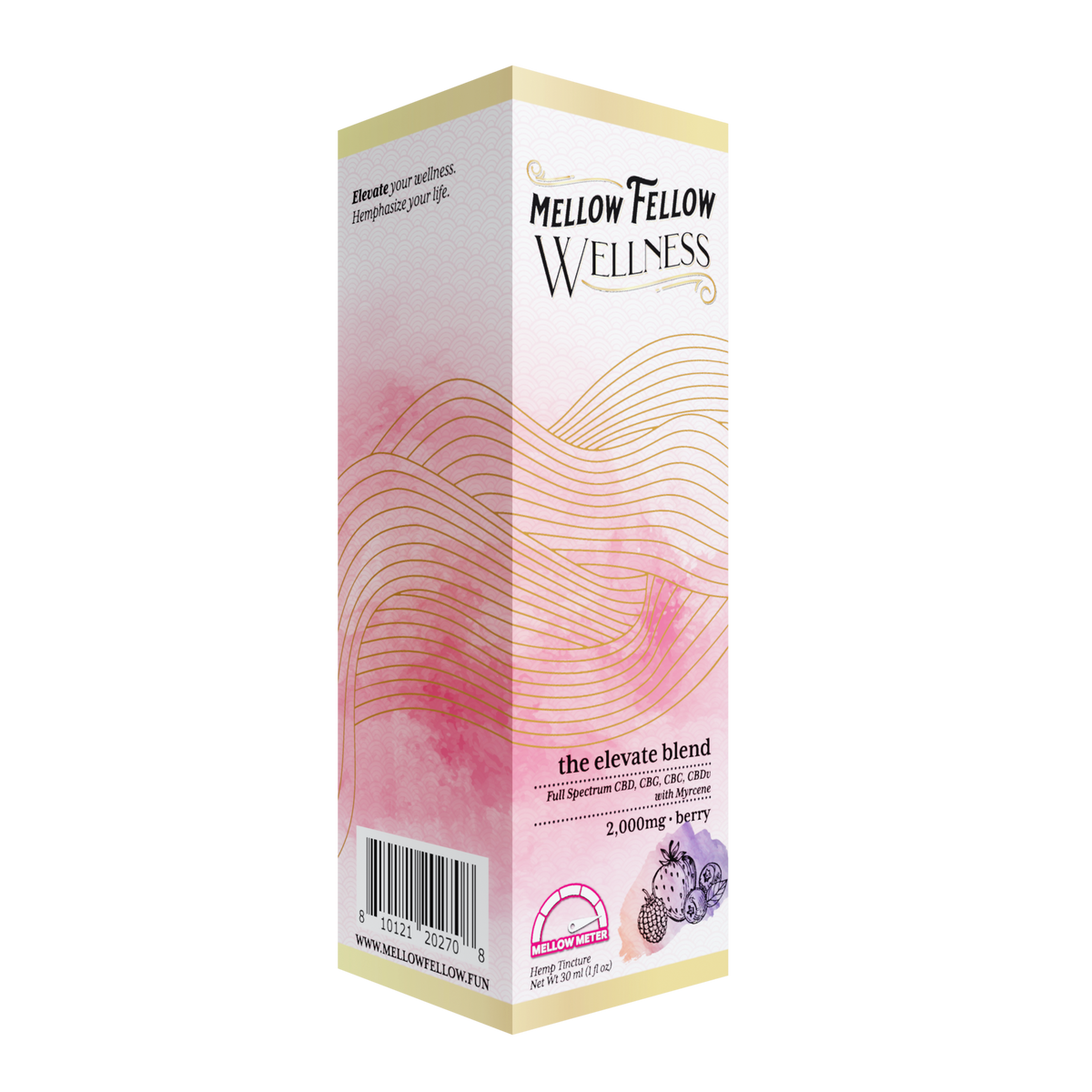Mellow Fellow Wellness Tincture - Elevate Blend - Berry - 2000mg Best Sales Price - Edibles