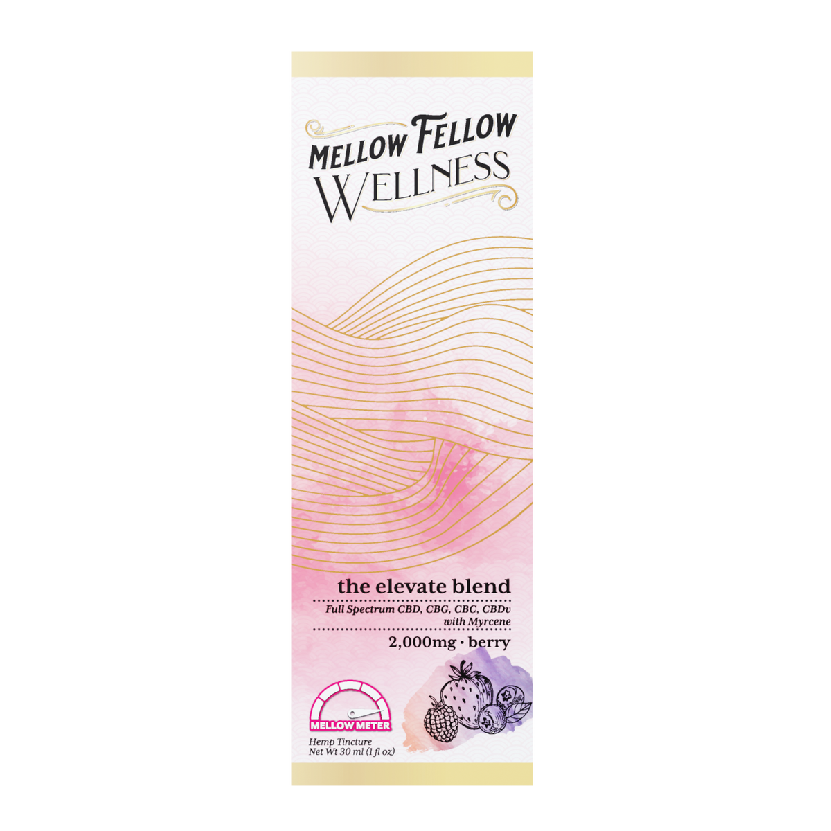 Mellow Fellow Wellness Tincture - Elevate Blend - Berry - 2000mg Best Sales Price - Edibles