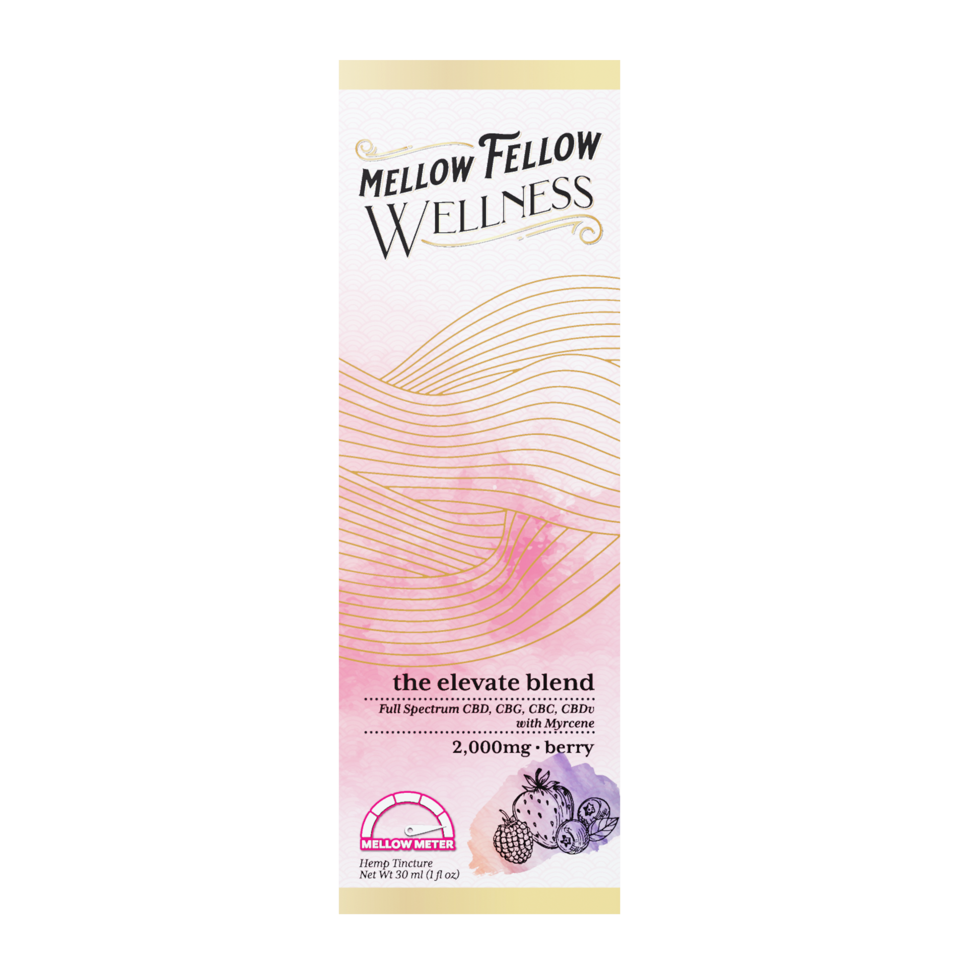 Mellow Fellow Wellness Tincture - Elevate Blend - Berry - 2000mg Best Sales Price - Edibles