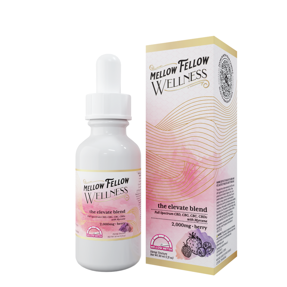 Mellow Fellow Wellness Tincture - Elevate Blend - Berry - 2000mg Best Sales Price - Edibles